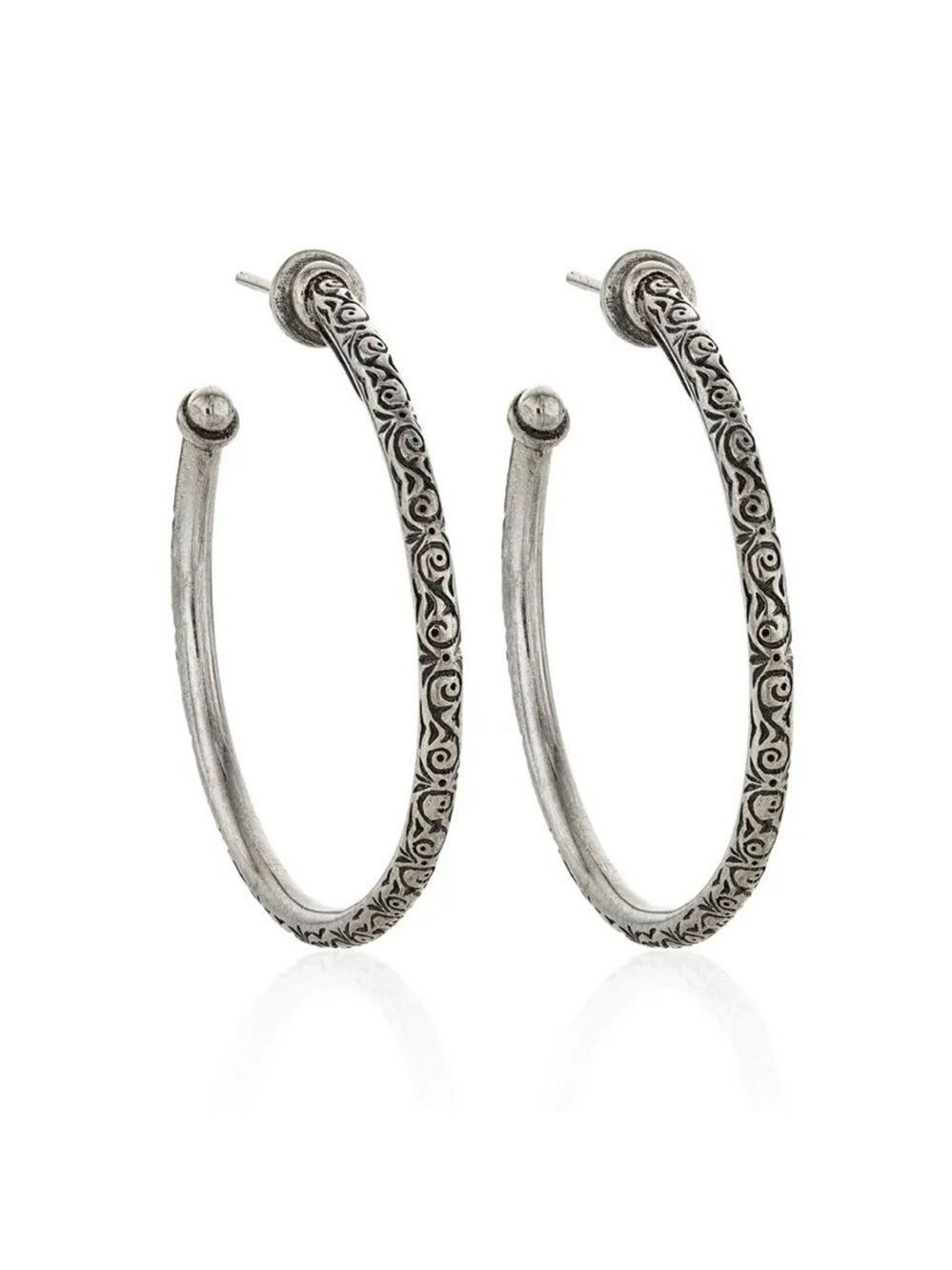Konstantino Engraved Filigree Scroll Hoop Earrings In 18k Gold, Sterling…